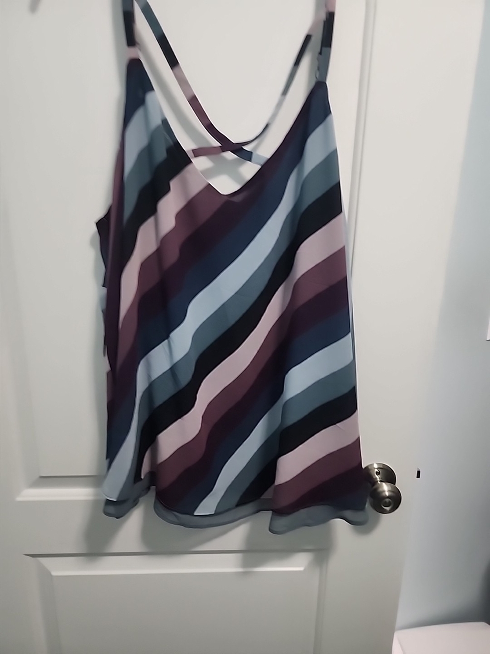 Torrid Striped V-Neck Sleeveless Swing Top Top in Blue & Purple